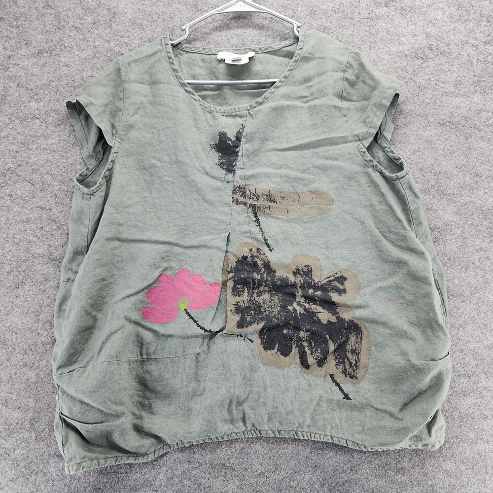 Anne Kelly Shirt Womens 18 Sleeveless Green Linen